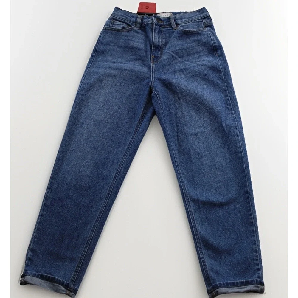 Women's High Rise Tapered Jeans Size 5 Blue Denim Mom Jeans High Waist